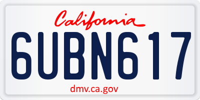 CA license plate 6UBN617