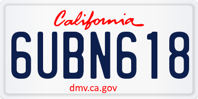 CA license plate 6UBN618