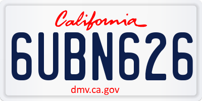 CA license plate 6UBN626
