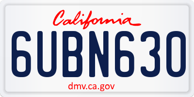 CA license plate 6UBN630