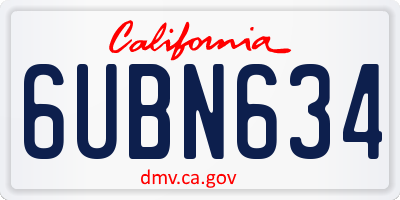 CA license plate 6UBN634