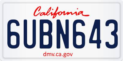 CA license plate 6UBN643