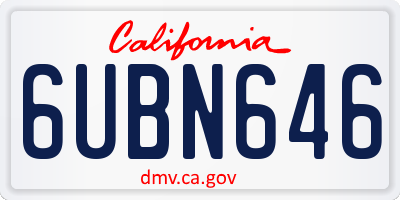 CA license plate 6UBN646