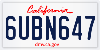 CA license plate 6UBN647