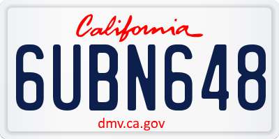 CA license plate 6UBN648