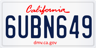 CA license plate 6UBN649
