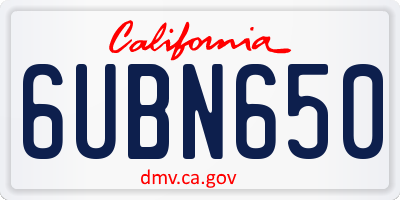 CA license plate 6UBN650