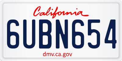 CA license plate 6UBN654