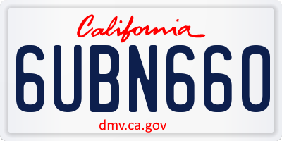 CA license plate 6UBN660