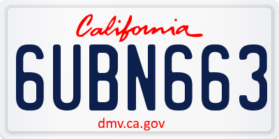 CA license plate 6UBN663