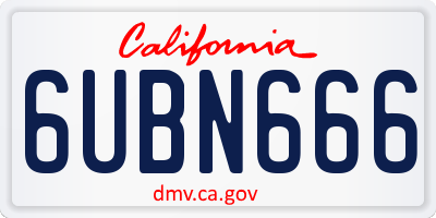 CA license plate 6UBN666
