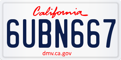 CA license plate 6UBN667