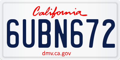CA license plate 6UBN672