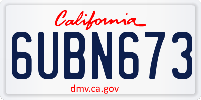 CA license plate 6UBN673