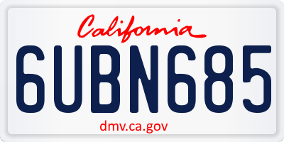 CA license plate 6UBN685