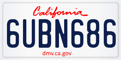 CA license plate 6UBN686
