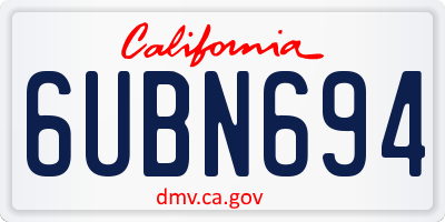 CA license plate 6UBN694