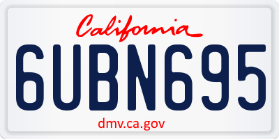 CA license plate 6UBN695