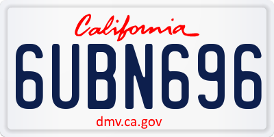 CA license plate 6UBN696