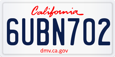 CA license plate 6UBN702