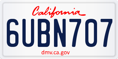 CA license plate 6UBN707