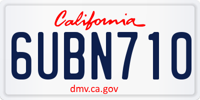 CA license plate 6UBN710