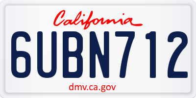 CA license plate 6UBN712