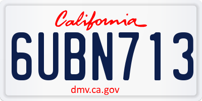 CA license plate 6UBN713