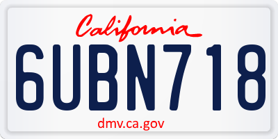 CA license plate 6UBN718