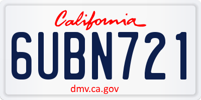 CA license plate 6UBN721