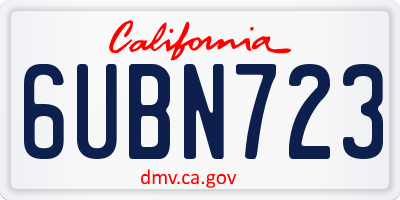 CA license plate 6UBN723