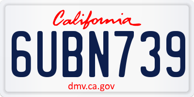 CA license plate 6UBN739