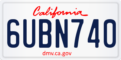 CA license plate 6UBN740
