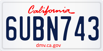 CA license plate 6UBN743