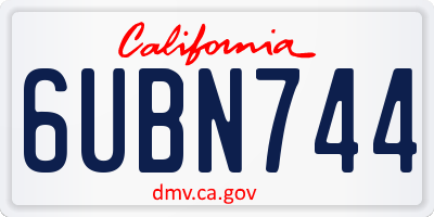 CA license plate 6UBN744