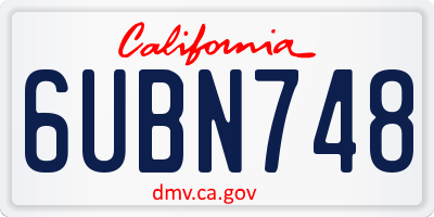 CA license plate 6UBN748
