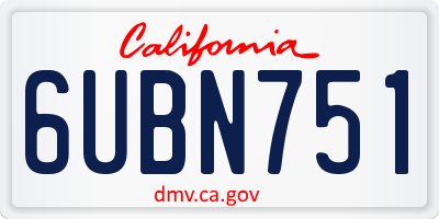 CA license plate 6UBN751