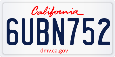 CA license plate 6UBN752