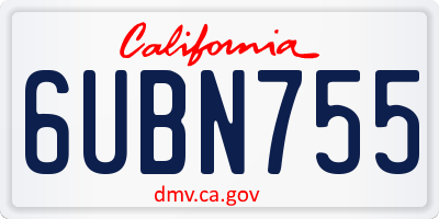 CA license plate 6UBN755