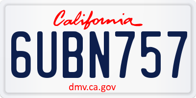 CA license plate 6UBN757