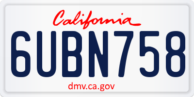 CA license plate 6UBN758