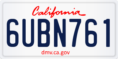 CA license plate 6UBN761