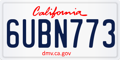 CA license plate 6UBN773