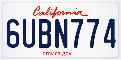 CA license plate 6UBN774