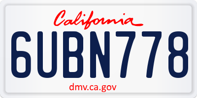 CA license plate 6UBN778