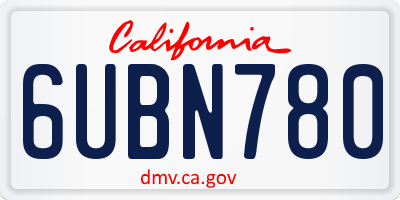 CA license plate 6UBN780