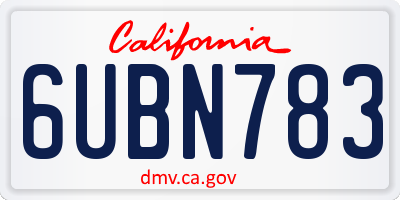 CA license plate 6UBN783