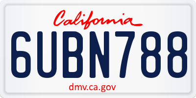 CA license plate 6UBN788