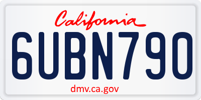 CA license plate 6UBN790