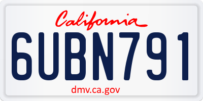 CA license plate 6UBN791